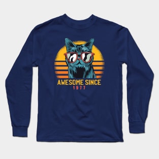 Retro Cool Cat Awesome Since 1977 // Awesome Cattitude Cat Lover Long Sleeve T-Shirt